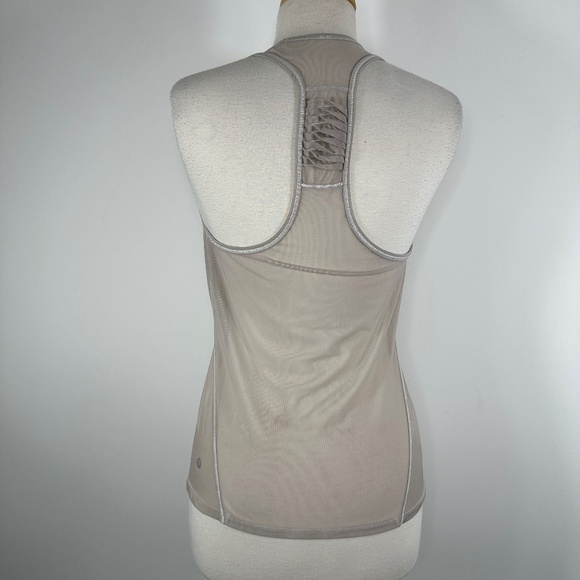 Lululemon Women's Sz 6? Mesh Tank Top Nude Run Yoga Gym - Picture 1 of 11